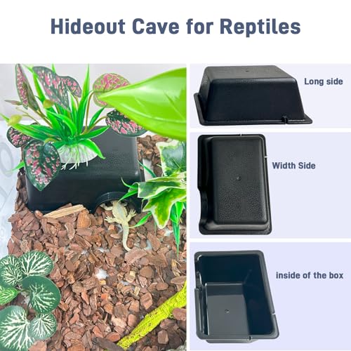 Small Humid Hideout Cave for Reptiles (Black / Small (1 Count))