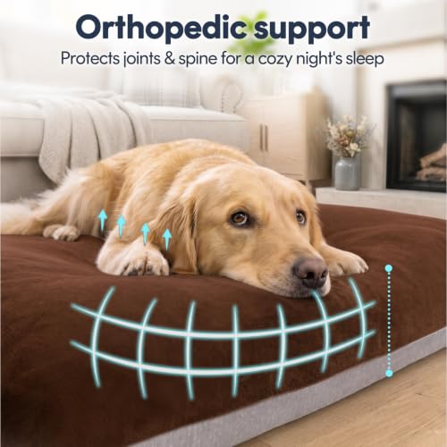 Orthopedic Large Dog Bed 39 Inch (39.0"L x 33.5"W x 4.0"Th / Dark Brown)