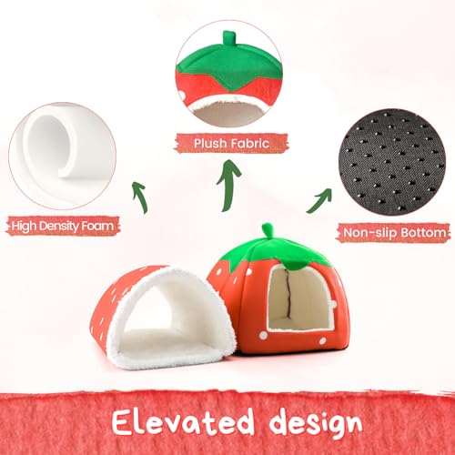 Guinea Pig Hideout with Tunnel (Red strawberry)
