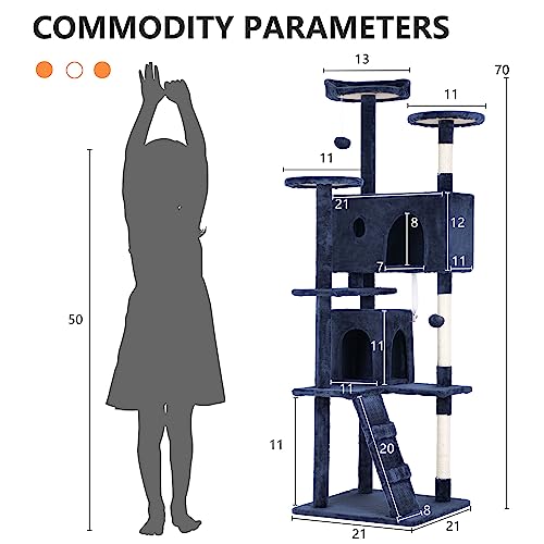 70" Cat Tree Tower (70in / Navy Blue)