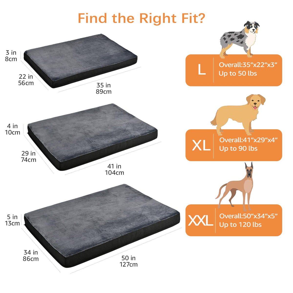 Washable Dog Bed with Cooling Gel Memory Foam (Mattress Bed / Large / Grey)