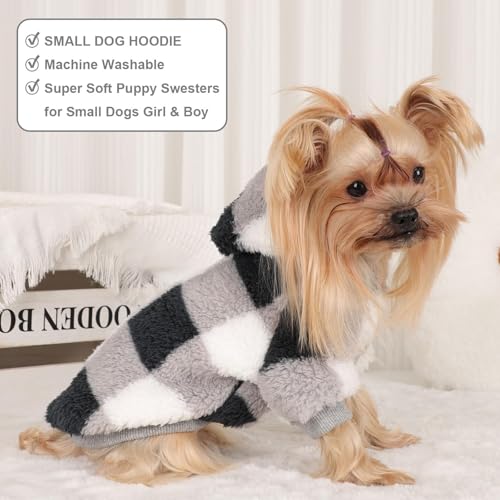 Dog Sweaters for Small Dogs (XX-Small (Chest 10 in) / Black Grid)