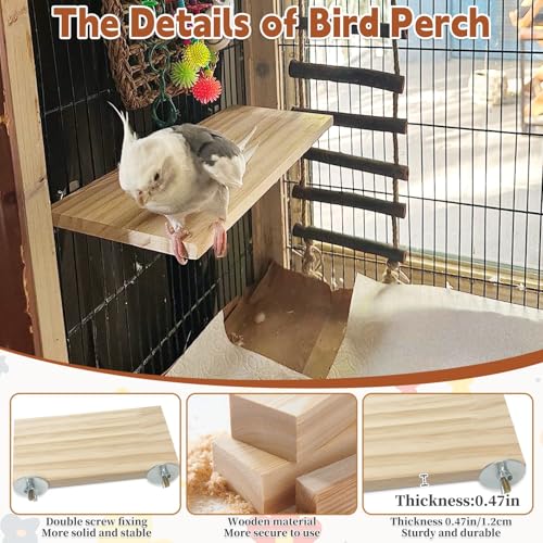 Bird Wood Platform Parrot Perch Stand Parakeet Playground Cage Corner Shelf for Conures Budgies Parakeets Cockatiels Lovebirds 3Pcs (6.3x2.5in,3PCS)