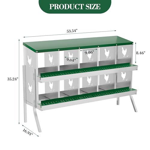 10 Hole Chicken Nesting Box with Roll Out Egg Tray