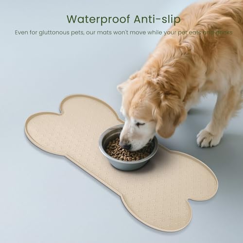 Dog Food Mat Anti (19.4" x 9.8" / Beige)