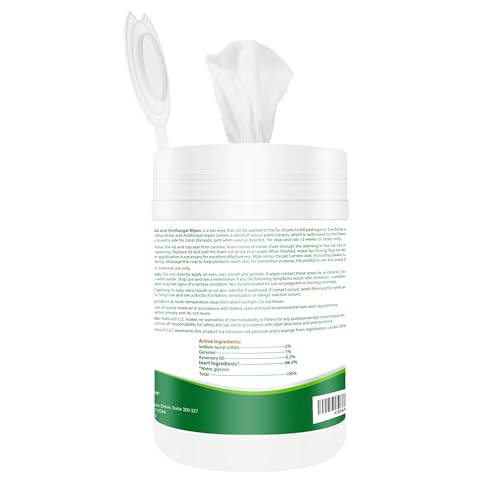 Antifungal and Antibacterial All Natural Wipes for Dogs & Cats