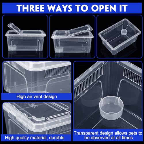 8 Pcs Reptile Breeding Box (Vent Strips / Clear / 10.6 x 7.4 x 4.7 Inch)