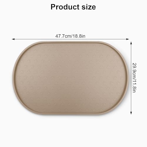 Dog Food Mat Spill (Taupe / 19"L x 12"W)