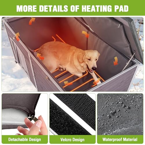 Extra Large Heated Dog House Outdoor Insulated for Winter