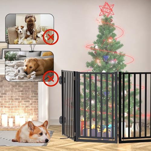 Metal Dog Gate with Door Free Standing for Indoor Use (32" 8 Panels)