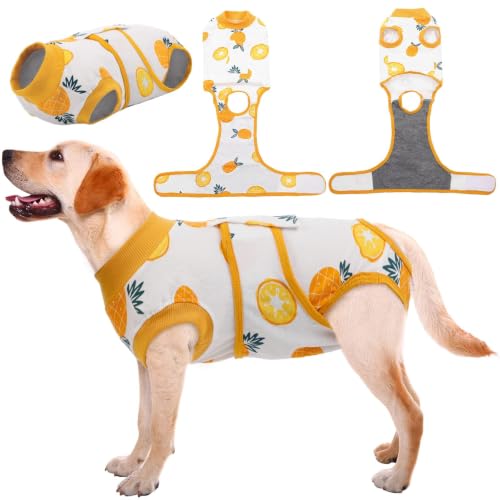 Recovery Suit for Dogs Cats (2x-large (Back:24.8-29.5'', Weight:70+ Lb) / Pineapple Citrus)