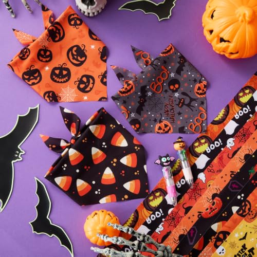 50 Pcs Halloween Dog Bandanas Bulk for Charm Small Pets (Pumpkin Pattern / 19.7 x 13.8 x 13.8 Inch)