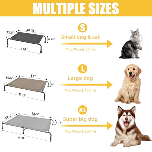 Raised Dog Bed for Large Dogs (47.75"L x 30.5"W x 8"Th / Brown)