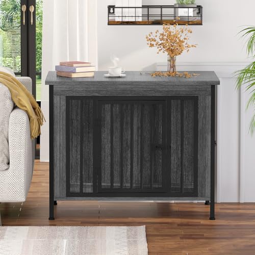 31.5" Dog Crate Furniture for 1 or 2 Dogs (Dark Grey / 31.5"L x 23.6"W x 27.9"H)