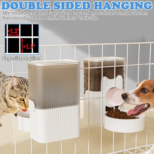 Rabbit Gravity Auto Feeder Set 35oz Hanging Automatic Food Water Dispenser Cage Automatic Feeder Set for Rabbit Chinchilla Guinea Pig Hedgehog Ferret Kitty Puppy (Pink)