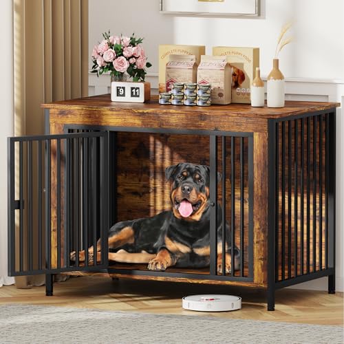 47.24" Dog Crate Furniture for 1 or 2 Dogs (Brown / 47.2"L x 28.4"W x 37.0"H)
