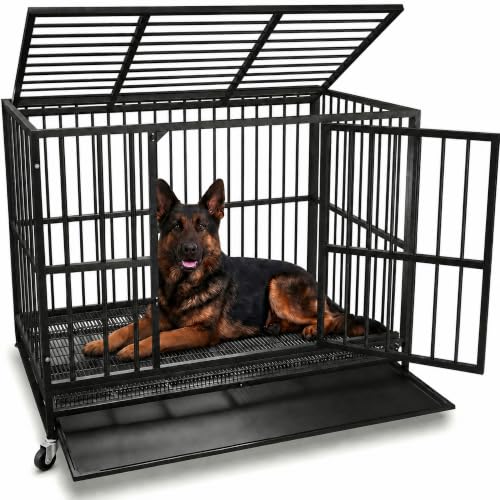 48 Inch Heavy Duty Dog Crate for Large Dogs (Black/48 inch)