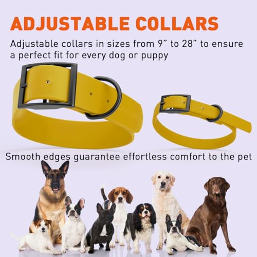 Biothane Waterproof Dog Collar Strong Coated Nylon Webbing with Black Hardware Odor