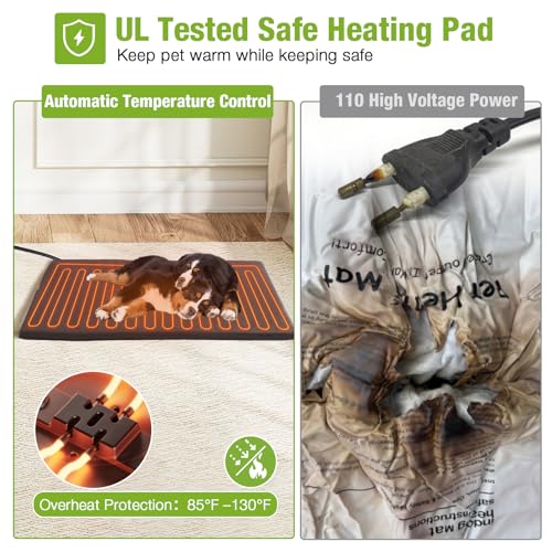 Large Heated Dog House Outdoor 43.3" L Insulated Winter Dog Kennel with Metal Frame for Medium to Large Dogs Outside with Heater and Insulated Liner for Winter