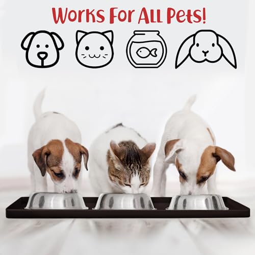 Dog Food Mat Waterproof Dog Bowl Mat for Food and Water (18.9"L x 11.8"W / Coffee)