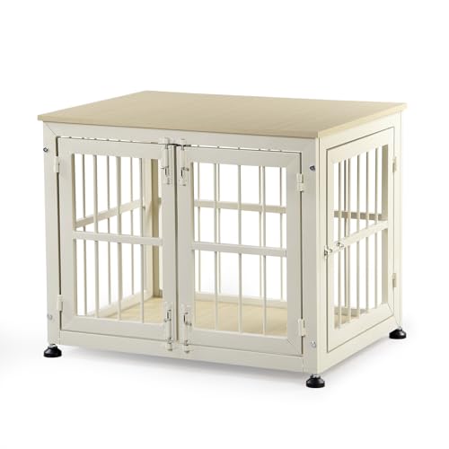 32 Inch Heavy Duty Dog Crate Furniture for Medium and Small Dogs (Beige / 32.7"L x 23.2"W x 26.6"H)