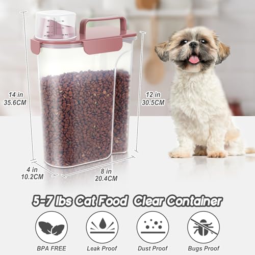 5Lbs 6Qt Airtight Pet Storage Container For Cat Dog Bird Food and Keep Fresh (Pink+Lake Blue / 5L-2pack)
