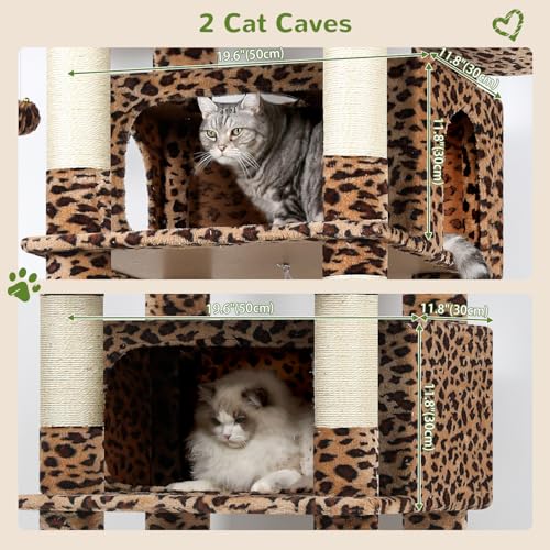 Giant Tall Heavy Duty Cat Tower for Indoor Large Cats (Leopard Print / 83 inch)