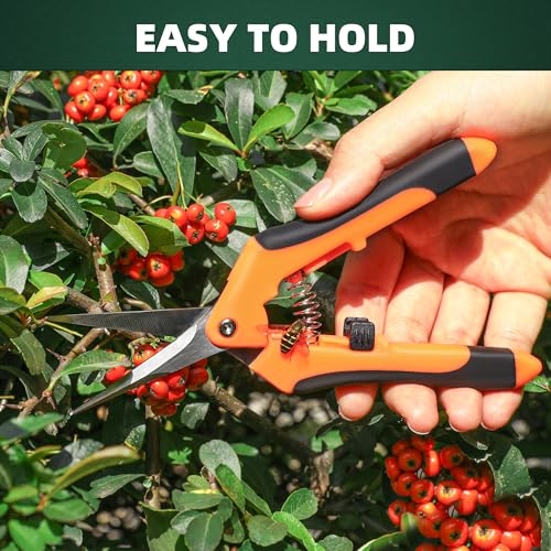 3 Pack Garden Pruning Shears Scissors Clippers Stainless Steel (Yellow Orange)