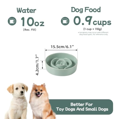 Ceramic Slow Feeder Dog Bowls (Light Green)