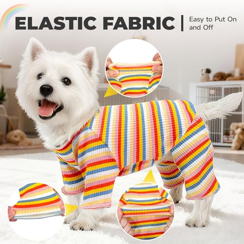 Striped Dog Pajamas Stretchy Cute Four (Yellow / XX-Large)