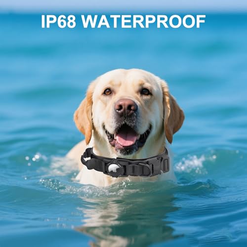 Upgraded Airtag Dog Collar Waterproof (M(15"-18.5") / Black)