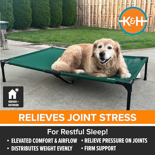 K&H Outdoor Elevated Dog Bed (Green Mesh / X-Large 50"L x 32"W)