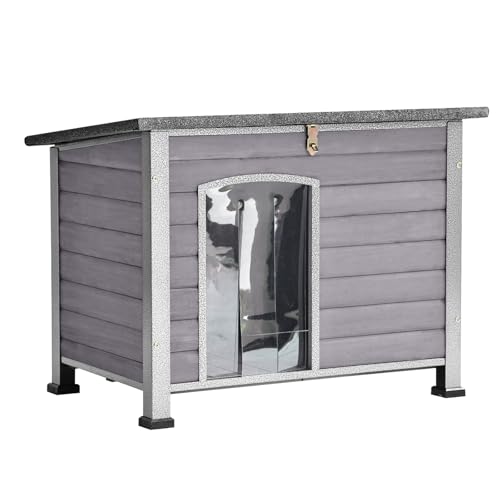 Dog House Outdoor Indoor Weatherproof Dog House for Small & Medium & Large Dogs with Unique All (33.5"Grey)