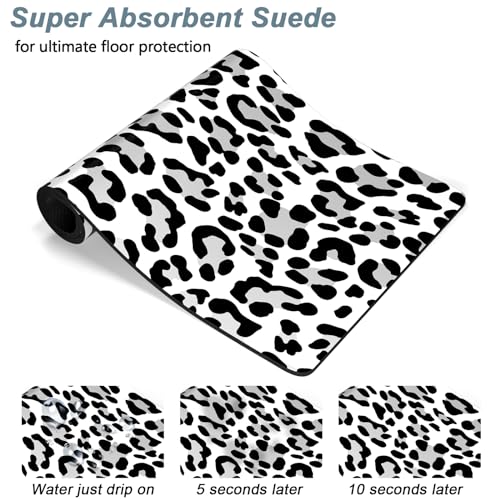 Dog Food Mat 16" x 24" Leopard Absorbent Dog Cat Bowl Mat for Food and Water (White Leopard / 16"L x 24"W)