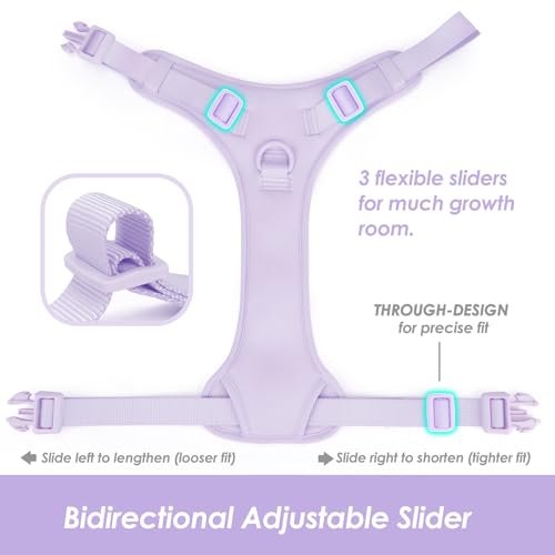 No Pull Dog Harness for Large Sized Dogs Puppy Vest No Choke (Light Purple / XL(Neck:24.8-38.6", Chest:29.1-45.3"))