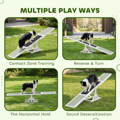 Wooden Dog Agility Seesaw for Exercise 71" L x 12" W x 12" H White (70.75" x 11.75" x 11.75" / White)