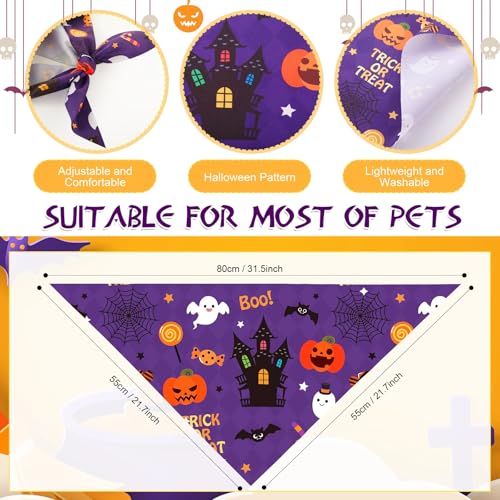 50 Pcs Halloween Dog Bandanas Bulk (Halloween / 31.5 x 21.7 x 21.7")