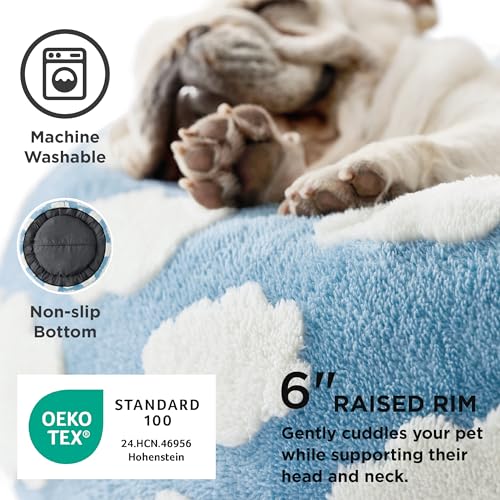 Shown on TV Jacquard Donut Cute Cat Beds Indoor (20.0"L x 20.0"W x 6.0"Th / Cozy Clouds Blue)
