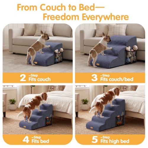 High Density Foam Dog Steps 5 Tiers (Blue / 33.1*15.7*22.5)