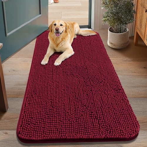 Dog Door Mat for Muddy Paws 48x30 (Burgundy / 48"X30")