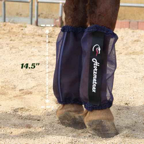 Tear Resistant Fine Mesh Horse Fly Boots Breathable Fly Boots Lightweight Summer Leg Protection to Prevent Mosquito & Fly Bites Set of 4 (Navy)