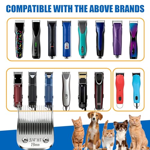 3 4" HT Wide Blade Dog Grooming Blades for Andis (Silver/Size 3/4-2Pack)