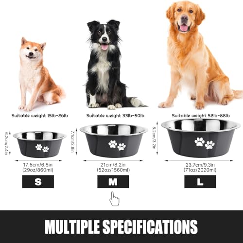 Stainless Steel Dog Bowls (Grey / 6.6 Cups/53 OZ)