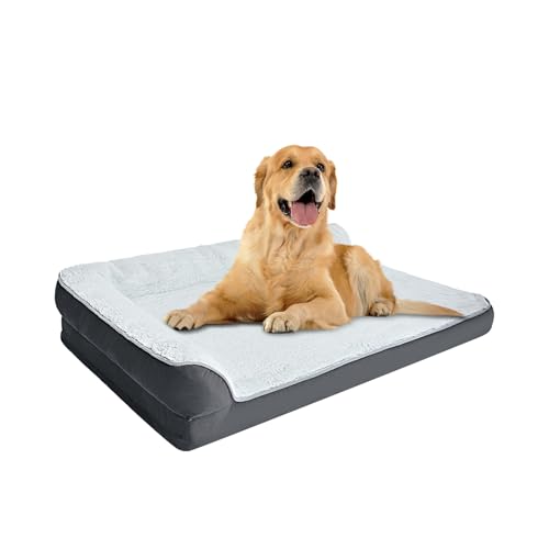 Washable Orthopedic Dog Bed for Large Dogs (L-42"×30"×8" / Light Gray)
