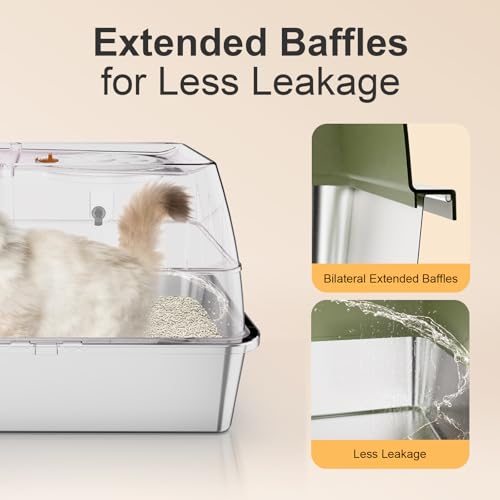 Stainless Steel Litter Box with Lid (Green)