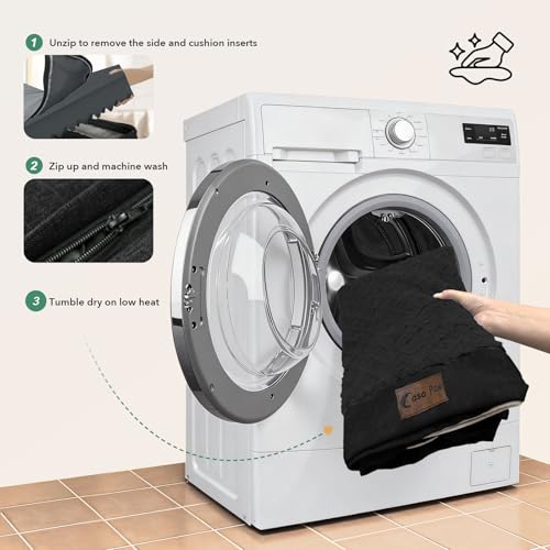 Orthopedic Washable Dog Bed for Extra Large Dogs (Black / 45.0"L x 35.0"W x 8.5"Th)