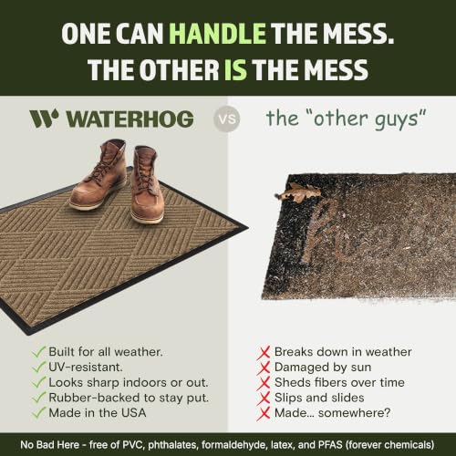 Diamonds Front Door Mat Indoor Outdoor Entrance (35.5"L x 23"W x 0.4"Th / Camel)