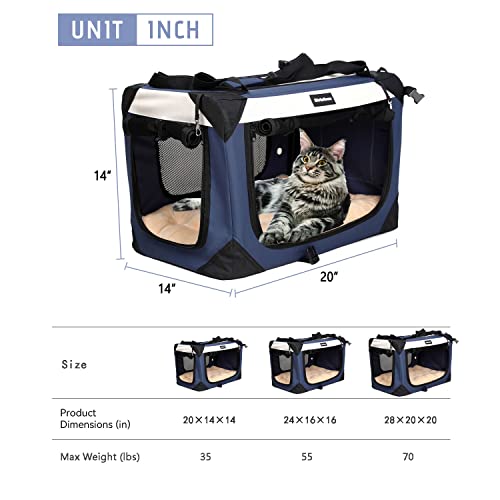 Large Cat Carrier (20.0"L x 14.0"W x 14.0"H / Navy Blue)