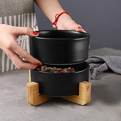 Ceramic Black Cat Dog Bowl Set with Stand (Black / Puppy/Small Size Dogs & Cat Bowls 400ML*2)