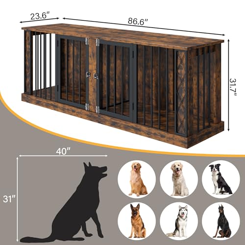 86.6" Double Dog Crate Furniture as TV Stand (Retro / 86.6"L x 23.6"W x 31.5"H)
